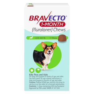 Bravecto 1-Month Chews for Dogs and Puppies 22-44 lbs 1 ct - Item # 1563RX