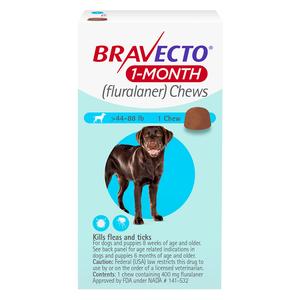 Bravecto 1-Month Chews for Dogs and Puppies 44-88 lbs 1 ct - Item # 1564RX