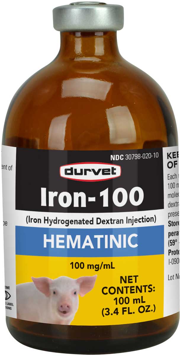 Valley Vet - Iron Dextran Injection 100 for Baby Pigs Brand May Vary ...