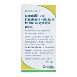 Amoxicillin and Clavulanate Potassium for Oral Suspension for Dogs and Cats 15 ml - Item # 1627RX