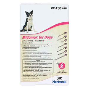 Midamox Topical Solution for Dogs 20.1-55 lbs 6 ct - Item # 1636RX