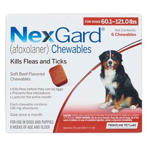 NexGard Chewables for Dogs 60-121 lbs 6 ct - Item # 1652RX