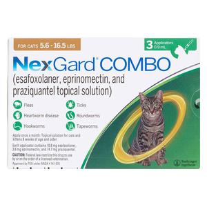 NexGard Combo Topical for Cats 5.6-16.5 lbs 3 ct - Item # 1681RX