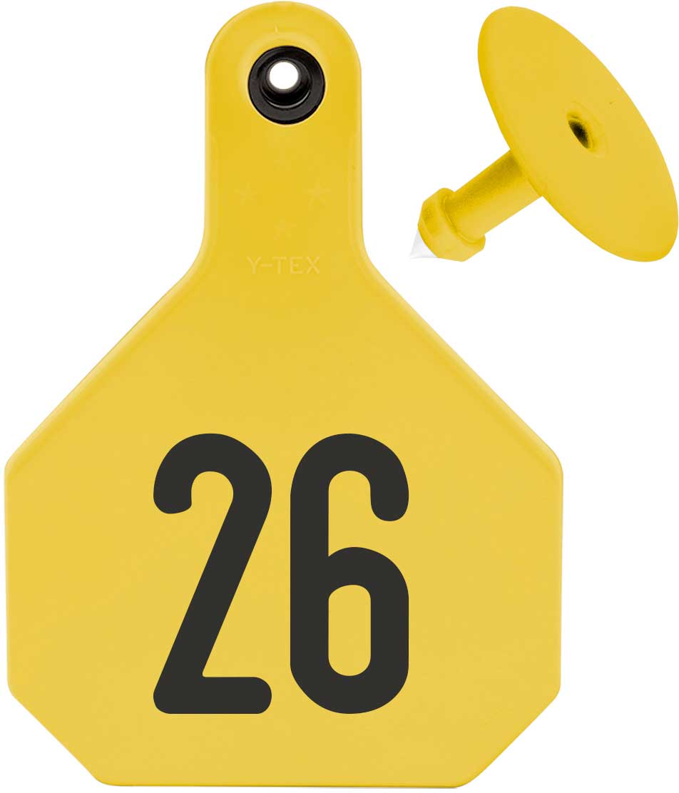 Bqlzr Yellow 1-100 Numbers Plastic Large Livestock Ear Tag For Cow Cattle Pack O 