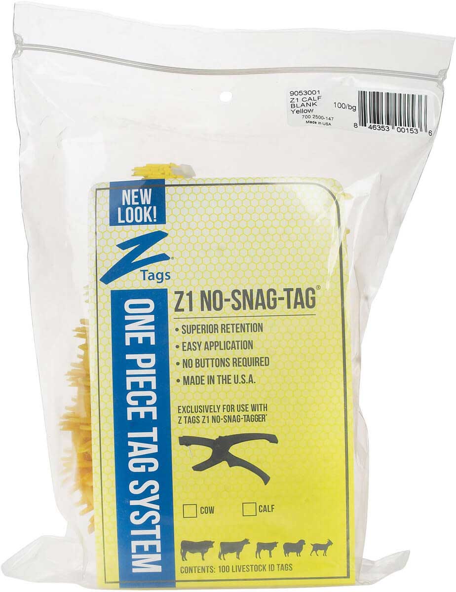 Z Tags Calf Blank Yellow 25 Count Easy Application Prevent Disease Transfer 
