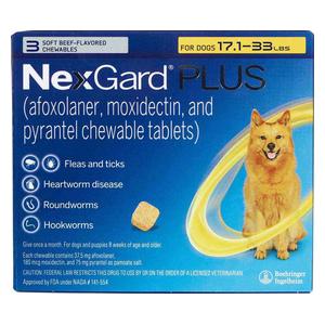 NexGard Plus Chewable Tablets for Dogs 17.1-33 lbs 3 ct - Item # 1691RX