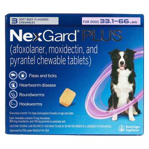 NexGard Plus Chewable Tablets for Dogs 33.1-66 lbs 3 ct - Item # 1693RX