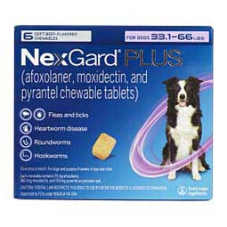 Nexgard Plus Chewable Tablets for Dogs 33.1-66 lbs 6 ct - Item # 1694RX