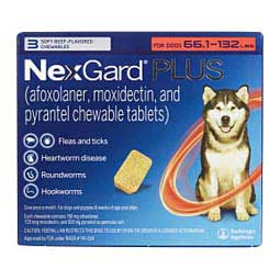 Nexgard Plus Chewable Tablets for Dogs 66.1-132 lbs 3 ct - Item # 1695RX