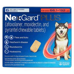 NexGard Plus Chewable Tablets for Dogs 66.1-132 lbs 6 ct - Item # 1696RX