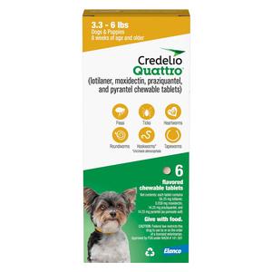 Credelio Quattro for Dogs 3.3-6 lbs 6 ct - Item # 1772RX