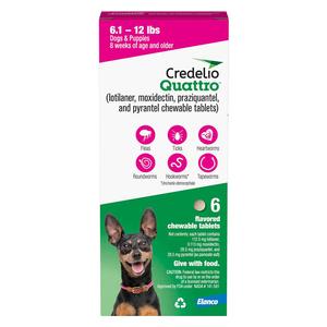 Credelio Quattro for Dogs 6.1-12 lbs 6 ct - Item # 1774RX