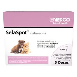 SelaSpot (selamectin) Topical for Puppies and Kittens Up to 5 lb 15 mg (3 dose 0.25 ml) - Item # 1816RX