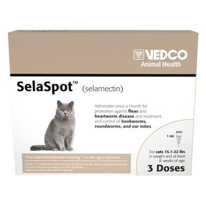 SelaSpot (selamectin) Topical for Cats 15.1-22 lbs 60 mg (3 dose 1 ml) - Item # 1818RX