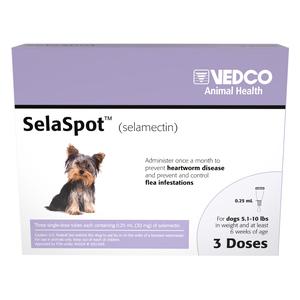 SelaSpot (selamectin) Topical for Dogs 5.1-10 lbs 30 mg (3 dose 0.25 ml) - Item # 1819RX