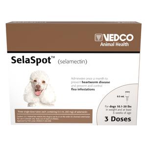 SelaSpot (selamectin) Topical for Dogs 10.1-20 lbs 60 mg (3 dose 0.5 ml) - Item # 1820RX
