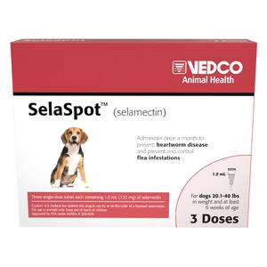 SelaSpot (selamectin) Topical for Dogs 20.1-40 lbs 120 mg (3 dose 1 ml) - Item # 1821RX