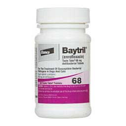 Baytril Antibacterial Taste Tabs for Dogs and Cats 68 mg 50 ct - Item # 196RX