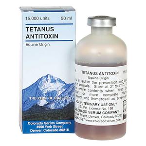Tetanus Antitoxin Livestock Vaccine 10 dose (50 ml) vial 15,000 units - Item # 19702