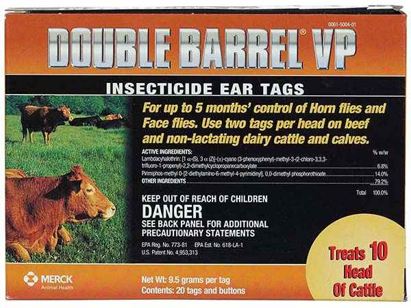 Double Barrel VP Insecticide Cattle Ear Tags Merck - Fly Tags