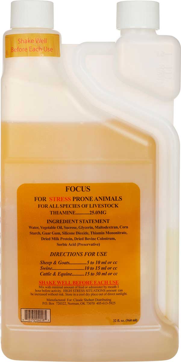 Focus Oral Calming Liquid for Livestock Shobert's Feed Supplements - Supplements | Swine Health | Fa Focus Oral Calming Liquid for Livestock Shobert's Feed Supplements - Supplements | Swine Health | Fa