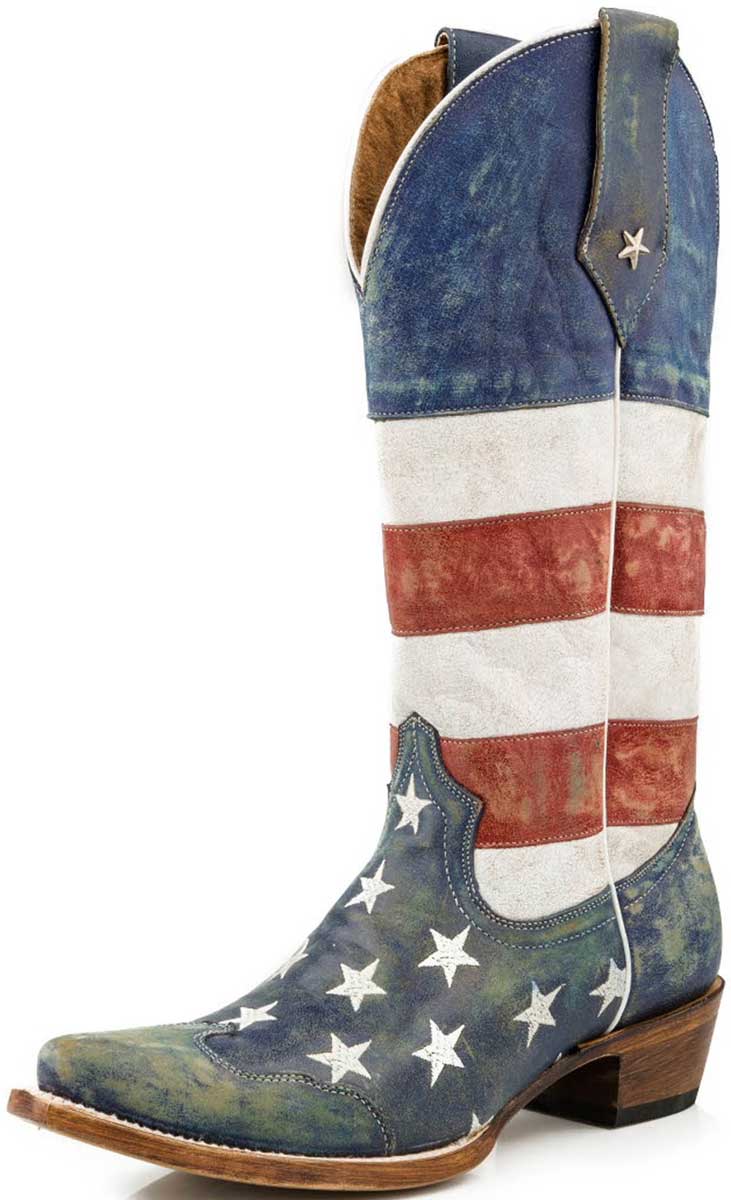 red white blue boots