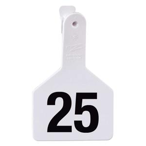 No-Snag Long Neck Numbered Calf ID Ear Tags White - Item # 32324