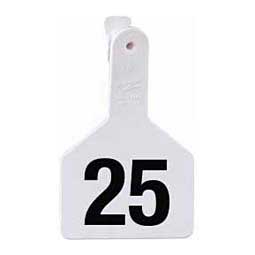 No-Snag Long Neck Numbered Calf ID Ear Tags White - Item # 32324