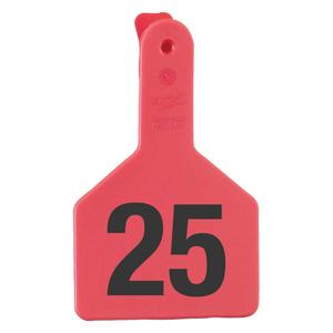 No-Snag Long Neck Numbered Calf ID Ear Tags Red - Item # 32324