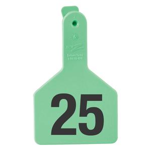 No-Snag Long Neck Numbered Calf ID Ear Tags Green - Item # 32324