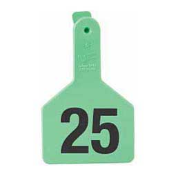 No-Snag Long Neck Numbered Calf ID Ear Tags Green - Item # 32324