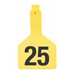 No-Snag Long Neck Numbered Calf ID Ear Tags Yellow - Item # 32324