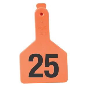 No-Snag Long Neck Numbered Calf ID Ear Tags Orange - Item # 32324
