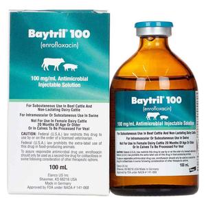 Baytril 100 Antimicrobial for Cattle and Swine 100 ml - Item # 328RX