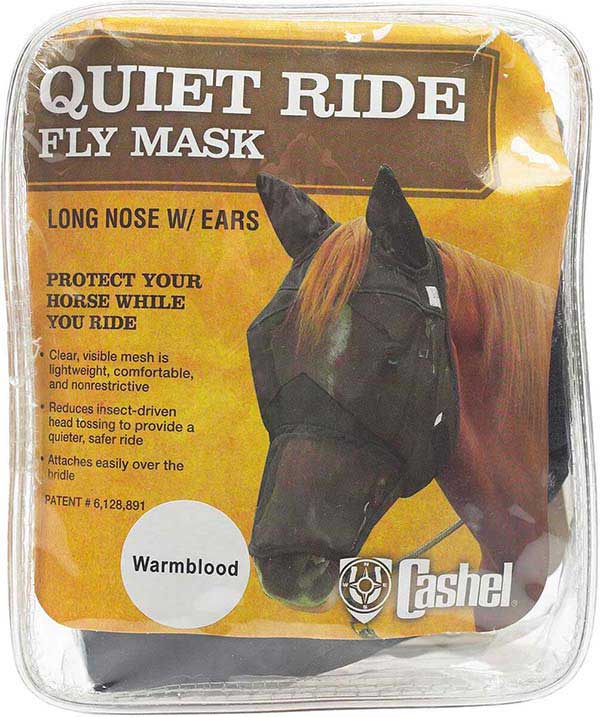 Cashel Quiet Ride Horse Fly Mask Long Nose Black Horse Size U-QRHL 