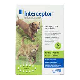 Interceptor for Dogs & Cats Dog 11-25 lbs Cat 1.5-6 lbs 6 ct - Item # 343RX