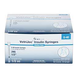 U-40 Insulin Syringe with Needle for Animal Use 100 ct (1/2 cc w 29 ga x 1/2 in) - Item # 34438