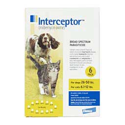 Interceptor for Dogs & Cats Dog 26-50 lbs Cat 6.1-12 lbs 6 ct - Item # 344RX