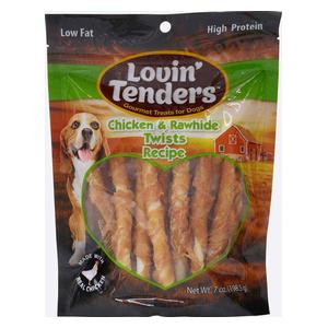 Lovin' Tenders Chicken and Rawhide Twists Recipe Natural Dog Treats 7 oz - Item # 34532