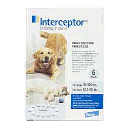 Interceptor for Dogs & Cats Dog 51-100 lbs Cat 12.1-25 lbs 6 ct - Item # 345RX