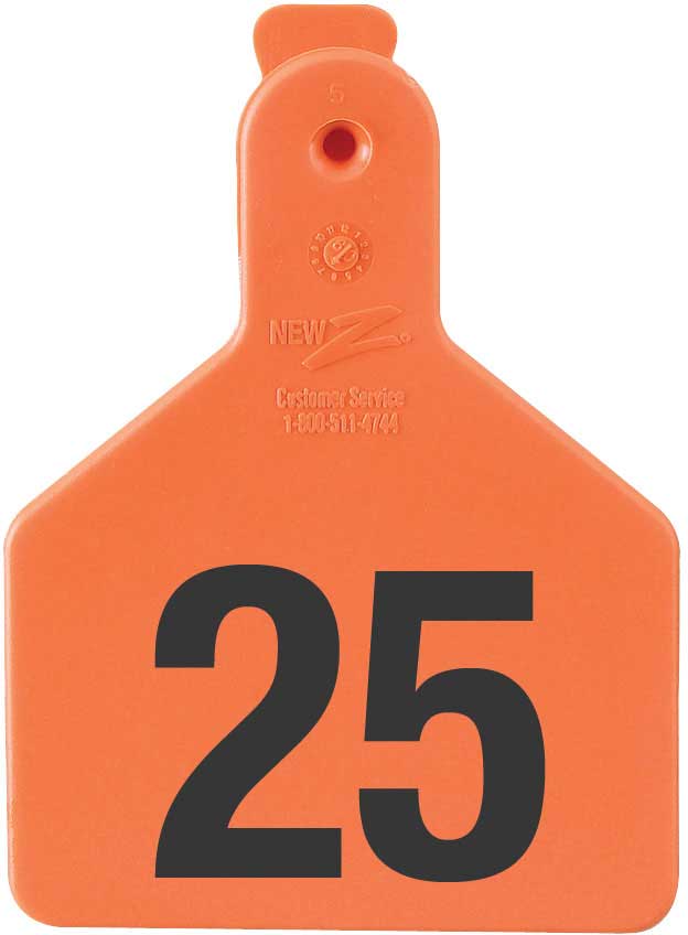 Z Tags Calf Ear Tags Orange Numbered #51-75 25 Count Easy Application 