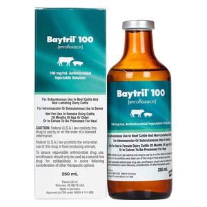 Baytril 100 Antimicrobial for Cattle and Swine 250 ml - Item # 352RX