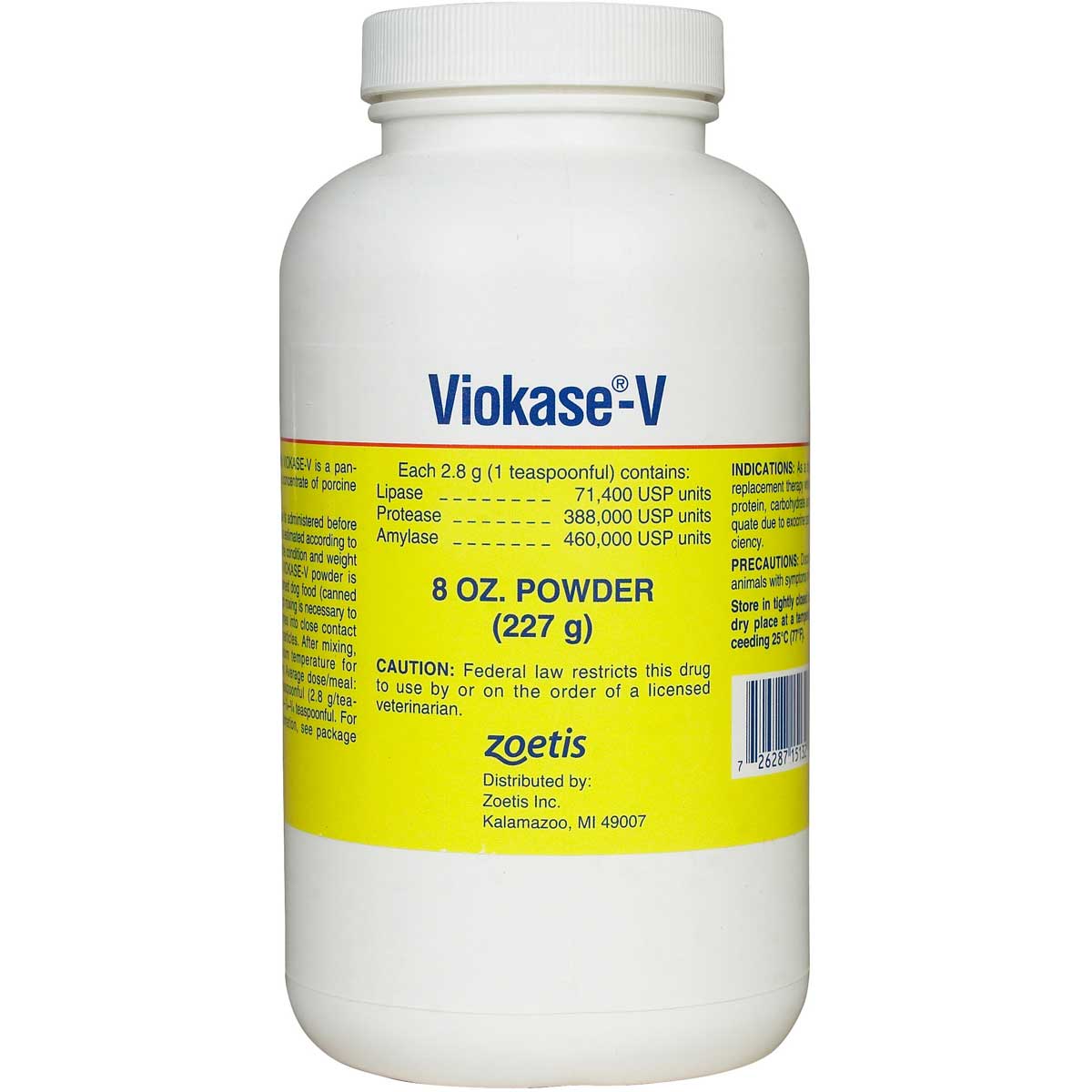 Viokase V Powder For Dogs Cats Zoetis Animal Health Safe Pharmacy Liver Pancreatic Dog Rx Pet
