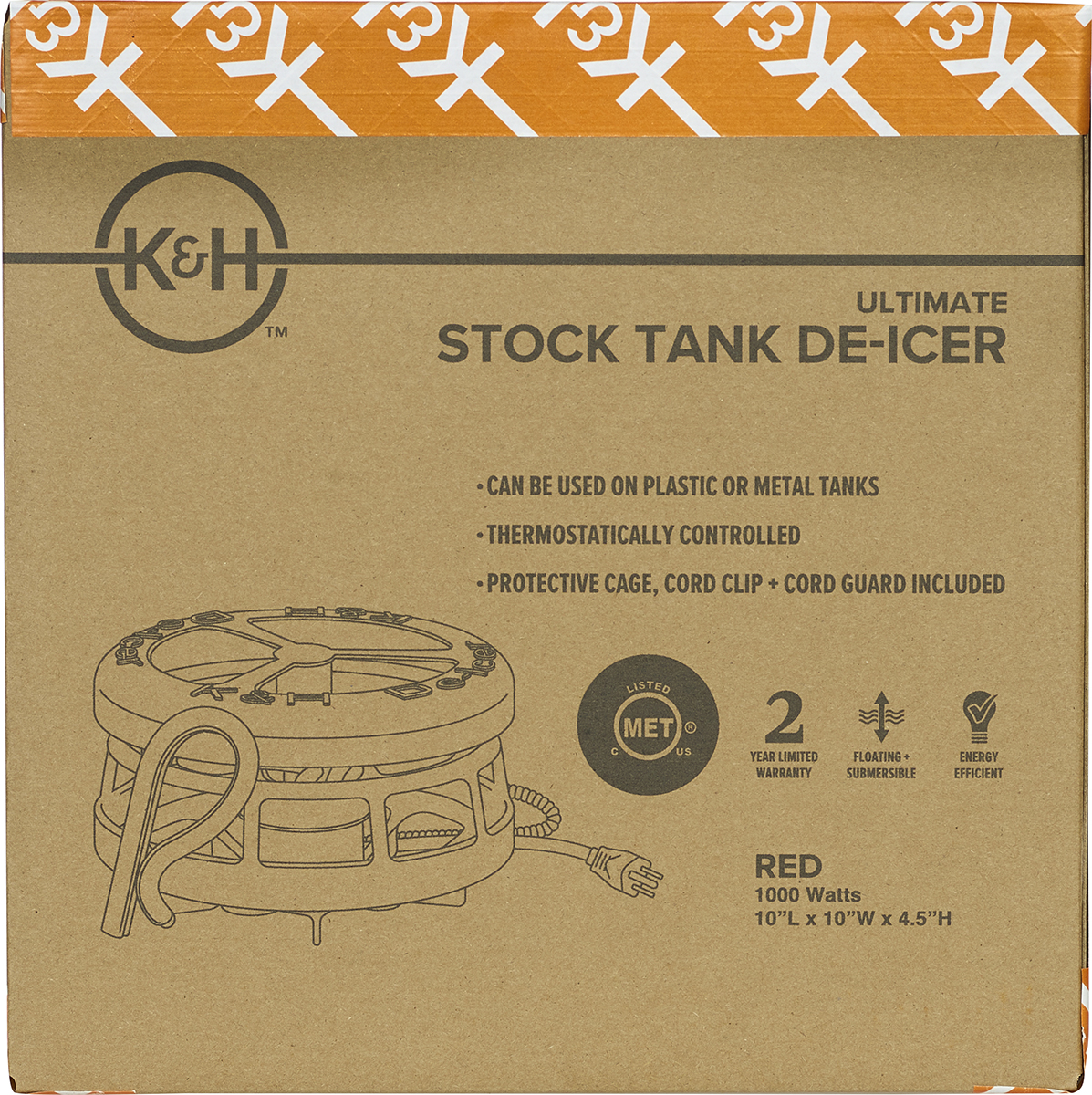 Ultimate Floating or Submersible Stock Tank De-Icer K&H Valley Vet