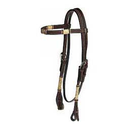 Three Rawhide Knot Browband Horse Headstall Dark - Item # 40068