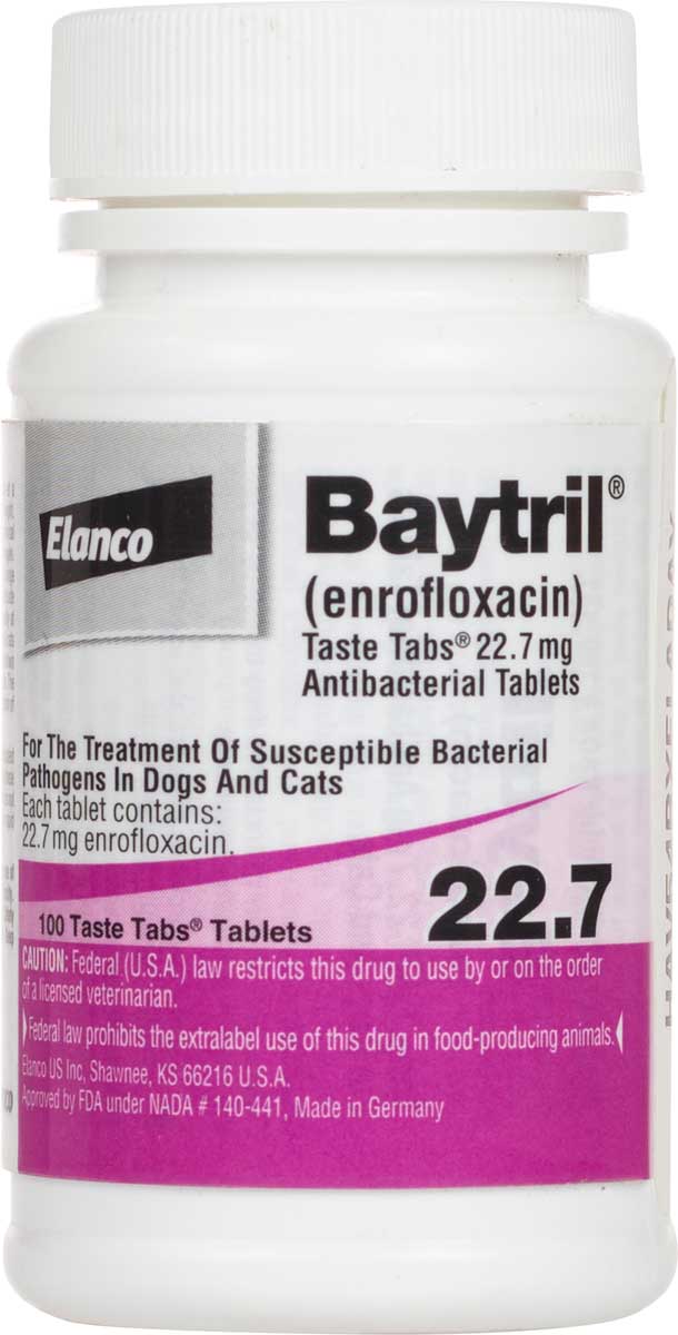 Baytril Antibacterial Taste Tabs for Dogs Cats Bayer Safe.Pharmacy