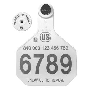 840 USDA Panel Large Numbered Cattle ID Ear Tags with Male Buttons White - Item # 41500