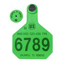 840 USDA Panel Large Numbered Cattle ID Ear Tags w/ Male Buttons Green - Item # 41500