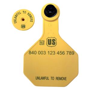840 USDA Panel Medium Blank Cattle ID Ear Tags with Male Buttons Yellow - Item # 41501