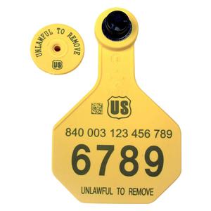 840 USDA Panel Medium Numbered Cattle ID Ear Tags with Male Buttons Yellow - Item # 41502